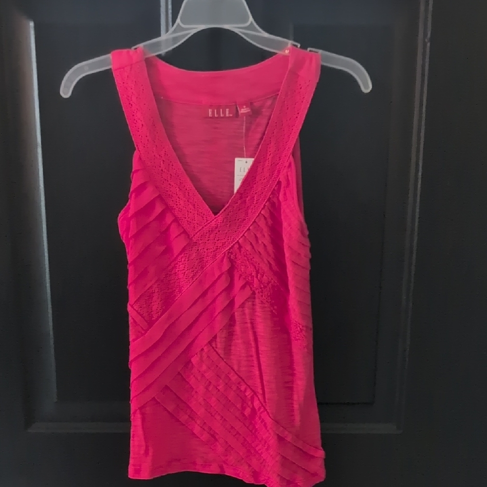 Elle Pink Asymmetrical Ribbed Tank Top